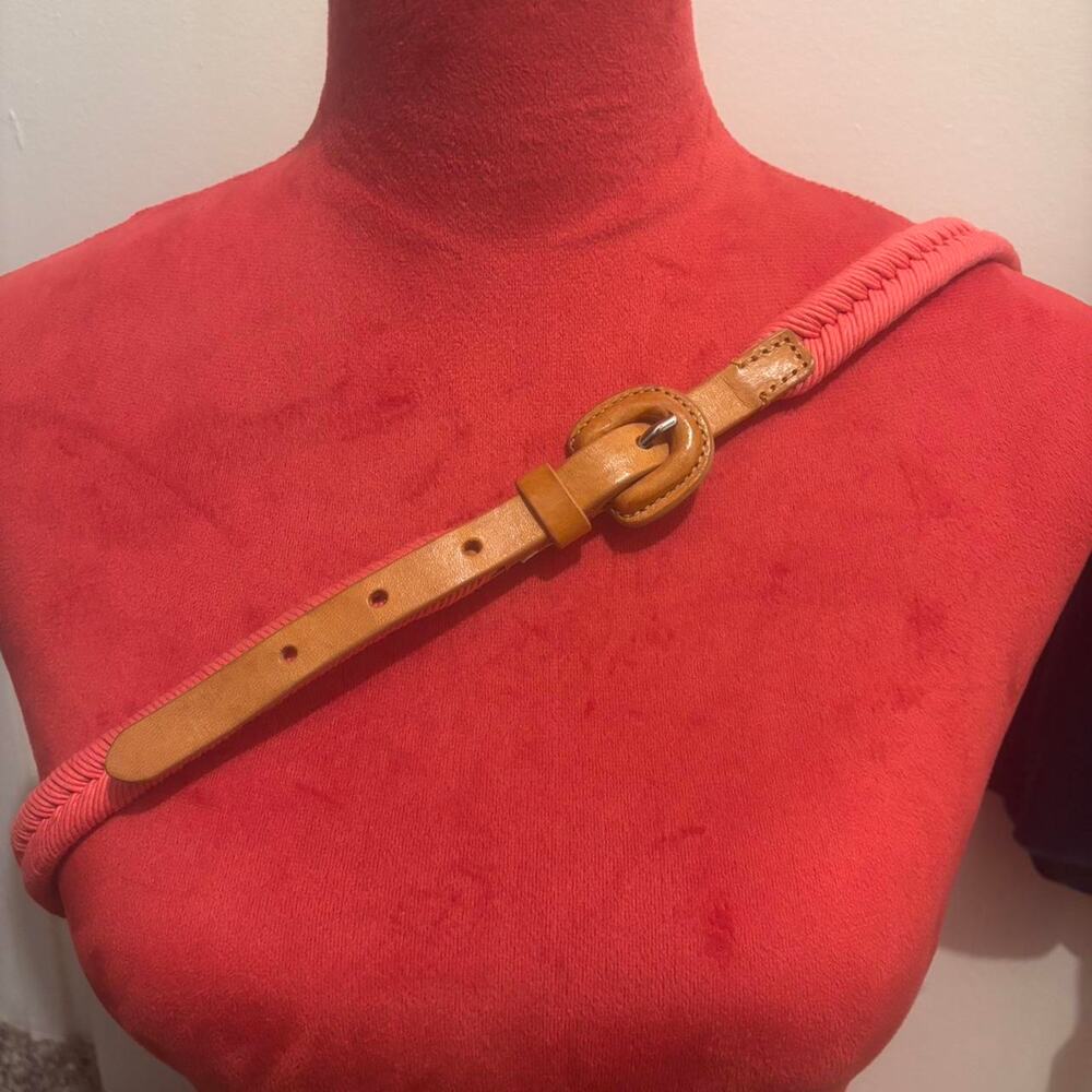 Tan and pink belt
